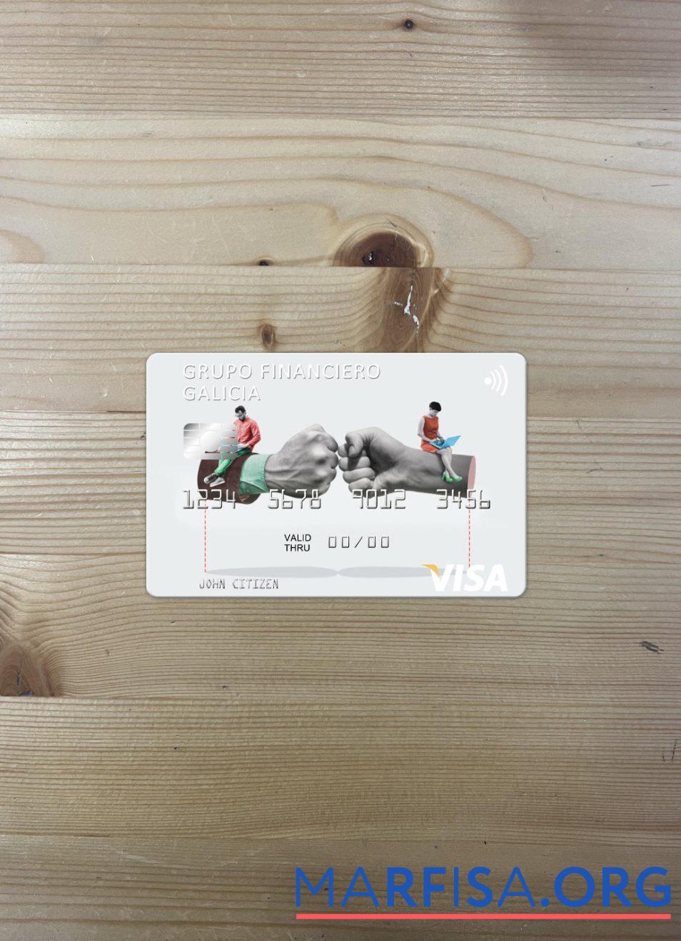 Blank Argentina Grupo Financiero Galicia visa card photolook front sample